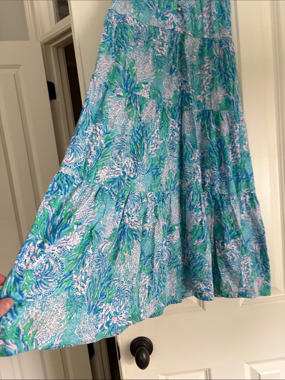 Lilly Pulitzer girls maxi dress in Aqua, Blue & Pink floral - Picture 3 of 5